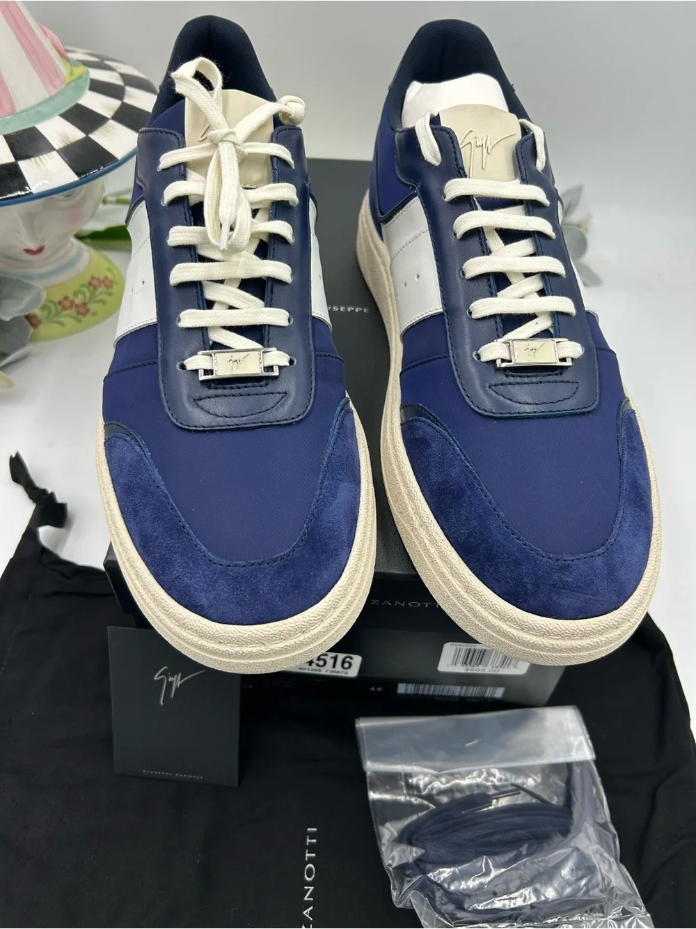Men's Giuseppe Zanotti, GZ nitro, leather and suede sneakers size 46 made Italy